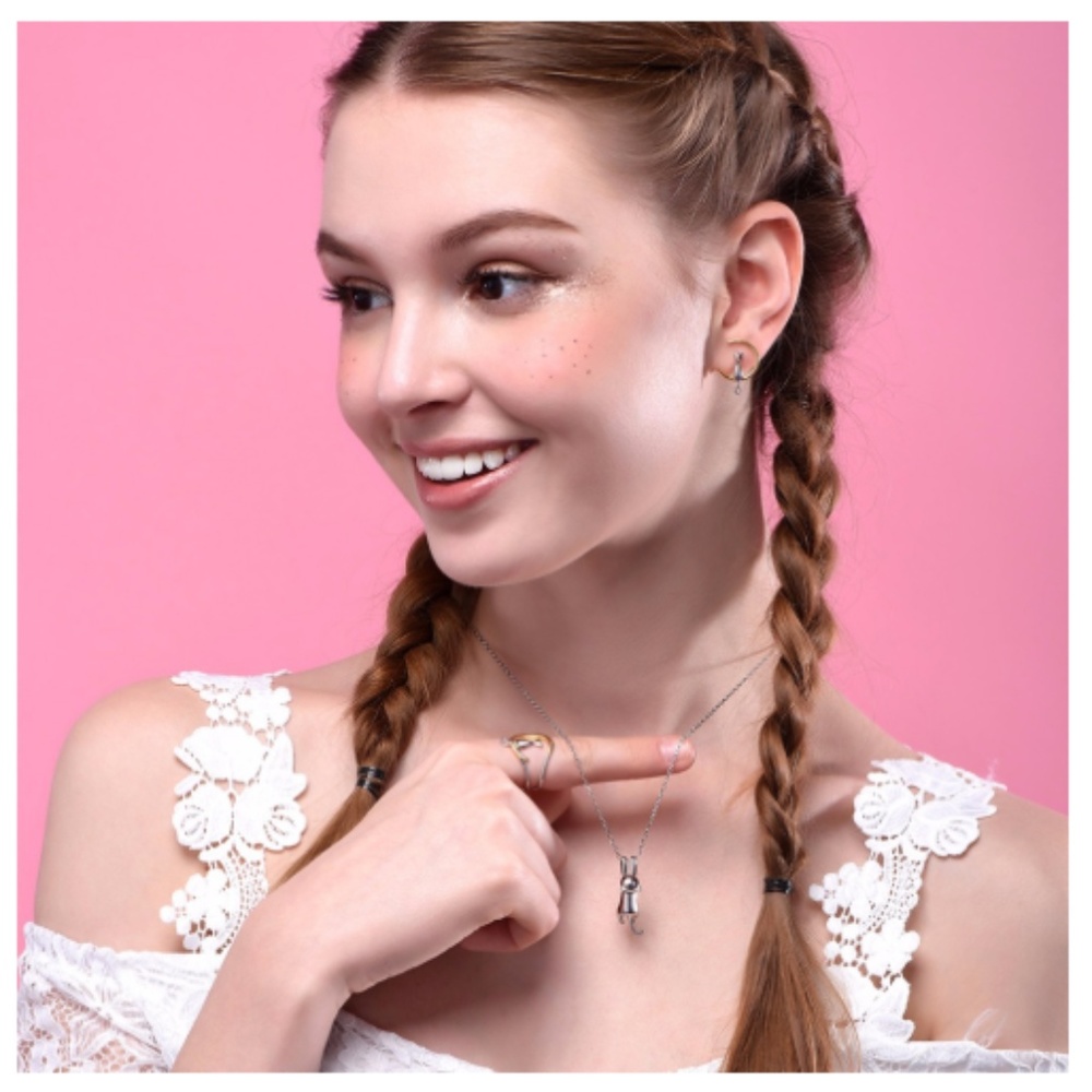 Cute Cat Lover Gold/Silver Layering Charm Necklace - Picture 7 of 8